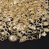 Bright Gold Color Random Mix 10/20/30/50/100pcs Starfish Hasama Butterfly Metal DIY Pendant Charm For Jewelry Making Accessories