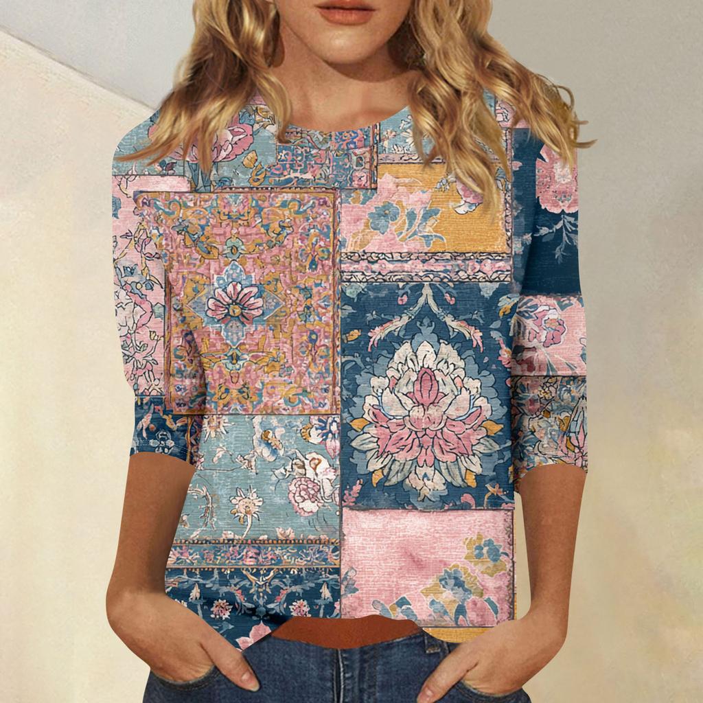 Damen 3/4-Ärmel Shirts Grafik-T-Shirts Shirts Lässige Basic-Tops Pullover