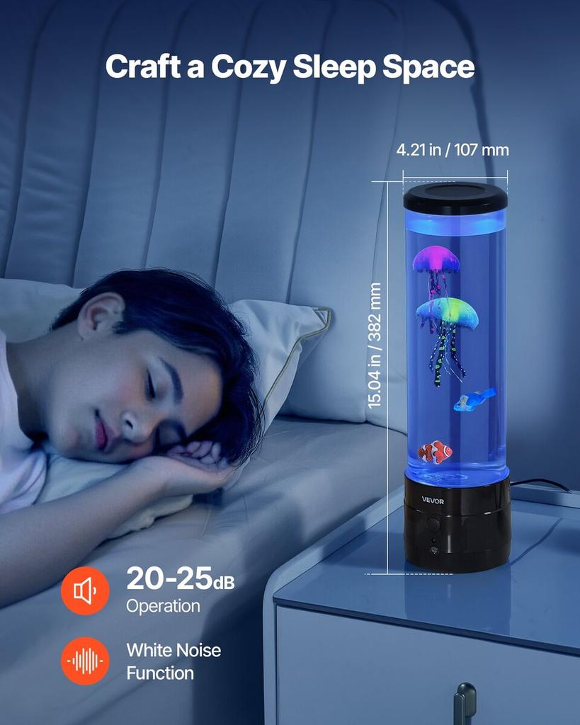 Senzorická bublinková lampa 16 barev ovládaná dálkovým ovladačem Lampa s rybičkami 382 mm