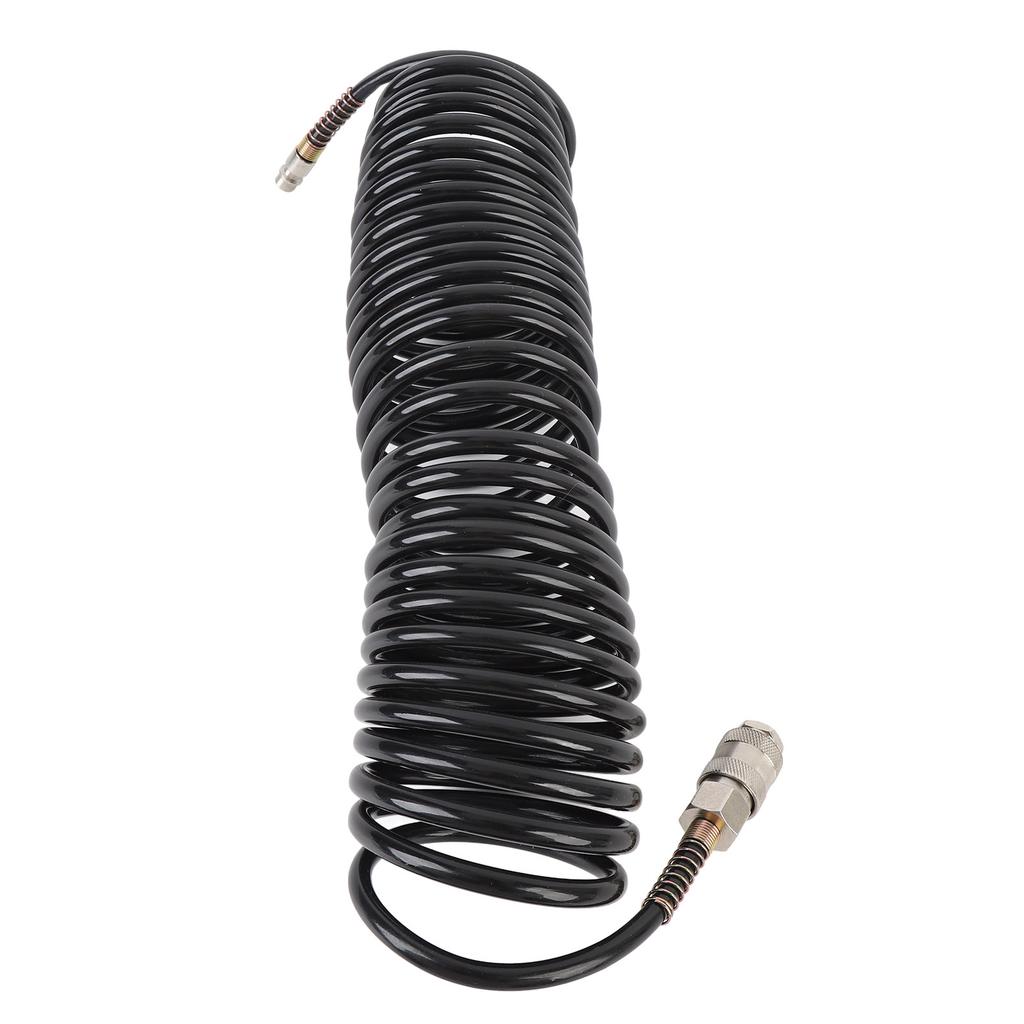 Spiral Air Hose 1/4 Inch ID 16.4ft Length PE Copper Non Tangling Anti Twisting Lightweight Compressed Air Hose EU Connector