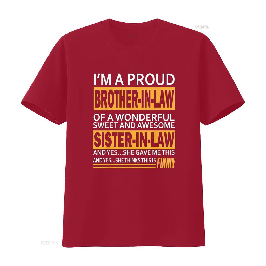 Proud Brother In Law Fathers Day Tee From Sister T Shirt Vintage Washed Unisex Soft Graphic Top For Everyday Wear Homme