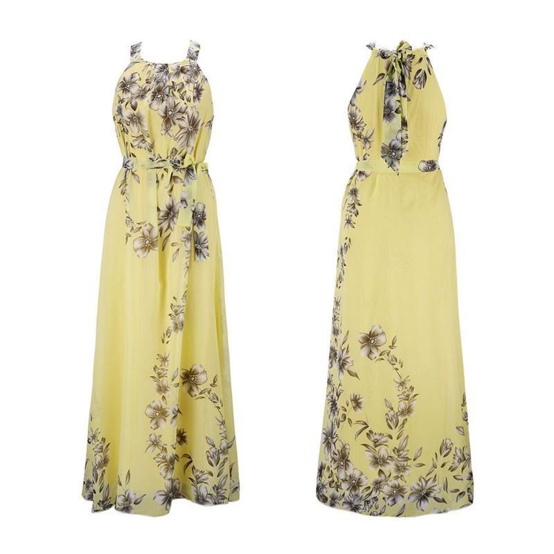Floral Women Long Dress Summer Women''s Flowers Pattern Bohemia Beach