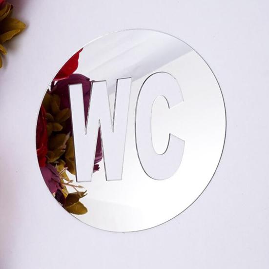 Mirror Effect Mark Sticker Self-adhesive Waterproof Hollow WC Sign Poster Household Supplies