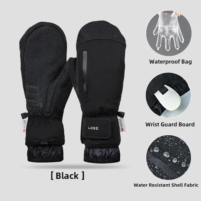 Winter Wrist Protect Ski Gloves with Wrist Guard Board Snowboard Skiing Mittens Extended Cuffs Windproof Black Men Ski Gloves S чёрный