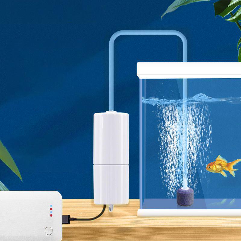 Silent Oxygenator Small Oxygen Pump Portable Mini Usb Charging Fish Tank Oxygen Pump Fish Farming Aquarium Supplies Black White