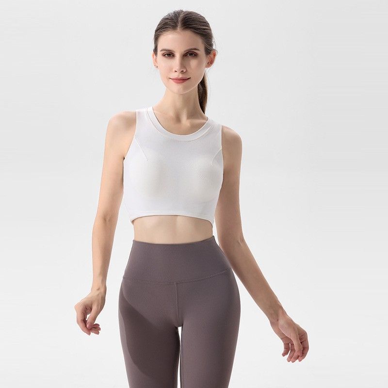 

Высокопрочный фиксированный чашечный пузырчатый йога-интим женский цельный быстросохнущий поддерживающий грудь беговой спортивный фитнес женский жилет White L