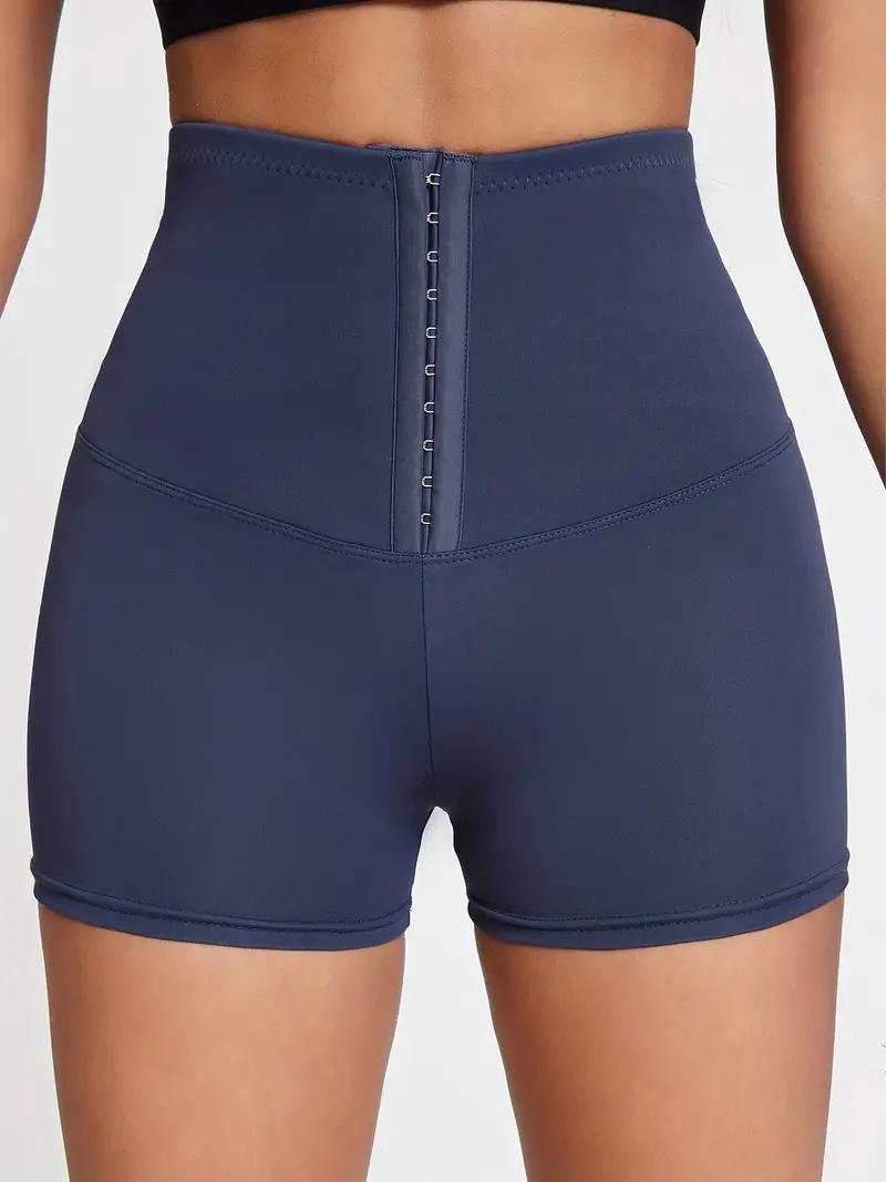 

Женские бодибилдинг-брюки с высокой посадкой в азиатском стиле с утягивающим поясом на пуговицах для контроля живота и формирования фигуры XL темно-синий