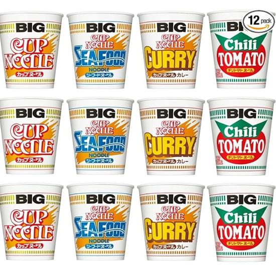 Nissin Foods Cup Noodle BIG Assortment (4 Types, 12 Servings Total)