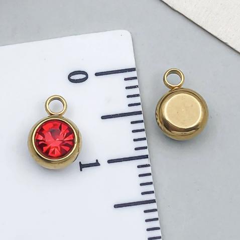12pcs Mix Birthday Pendant Round Stainless Steel Rhinestone Charms For Jewelry Making Supplies DIY Necklace Bracelets Materials