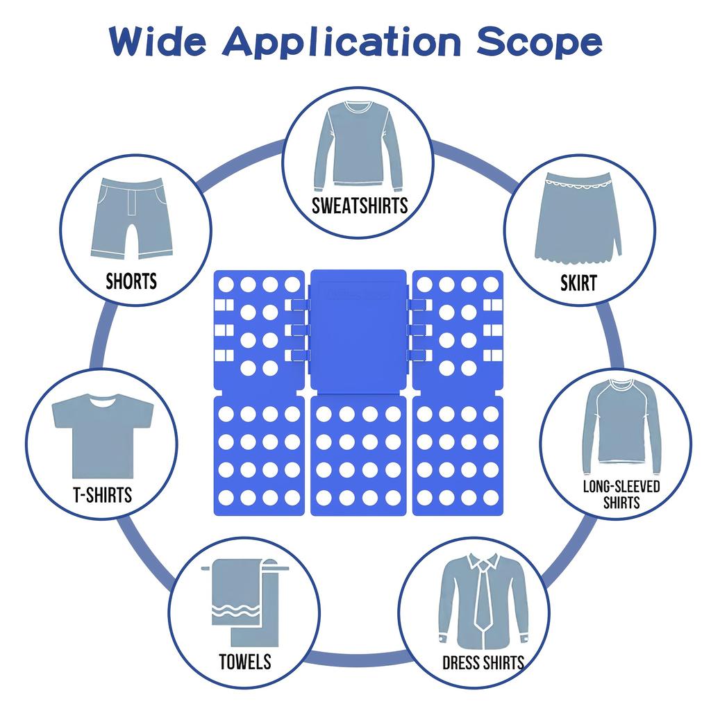 Blue Plastic Shirt & T-Shirt Folder Organizer with Multiple Compartments - 26.16x22.61x3.05 Cm Space-Saving Clothes Folding Board for Wardrobe