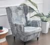 Armchair Cover Grey Leaves Patterns Elastic [22Ew8]