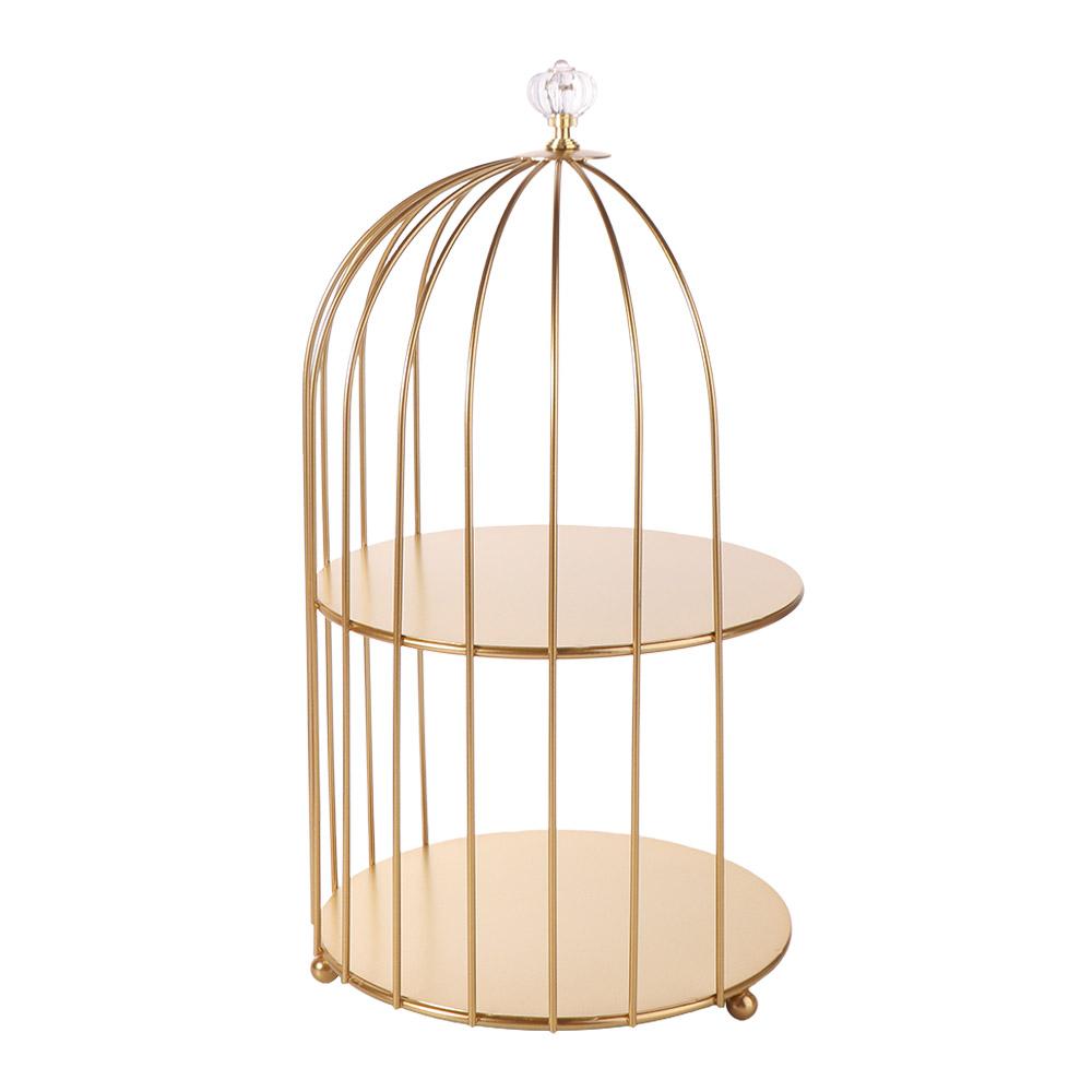 Easy to Clean Bird Cage Jewelry Rack Cake Stands Large Capacity Iron Storage Holder Rust-proof Waterproof Desktop Display Stand