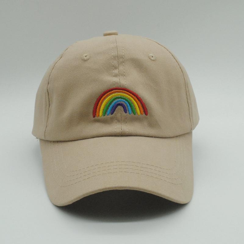 Adjustable rainbow embroidered baseball cap suitable for outdoor travel and sun protection, suitable for both men and women
