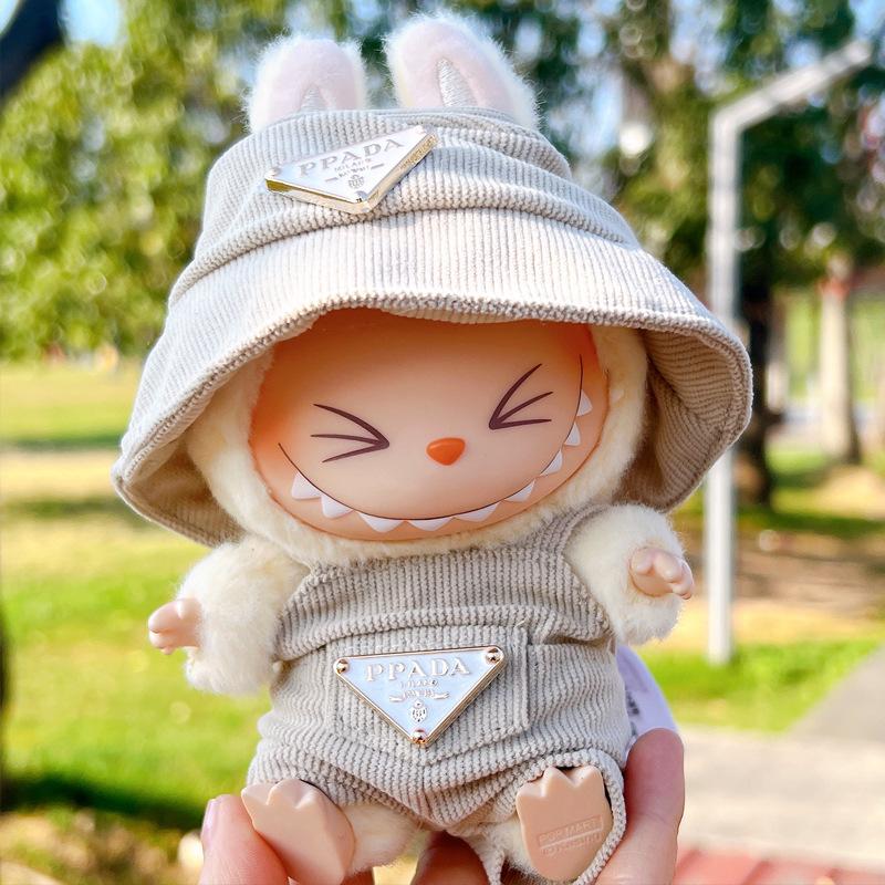 Nuovo velluto a coste Per Set Abbigliamento Bambola Labubu Cappello 17cm Vestiti Scarpe Bambola Accessori Fai da Te Allenamento Seduto Giochi di Società Giocattoli Regali