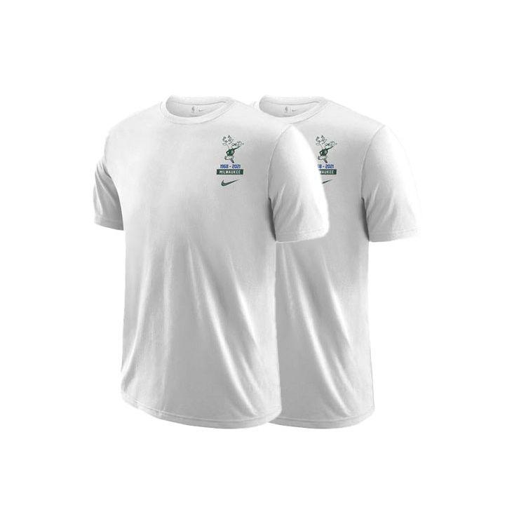 Nike Milwaukee Bucks Lässiges Sport Buchstaben- und Zahlen-T-Shirt mit lockeren kurzen Ärmeln für Herren Tops Weiß DA7293-100