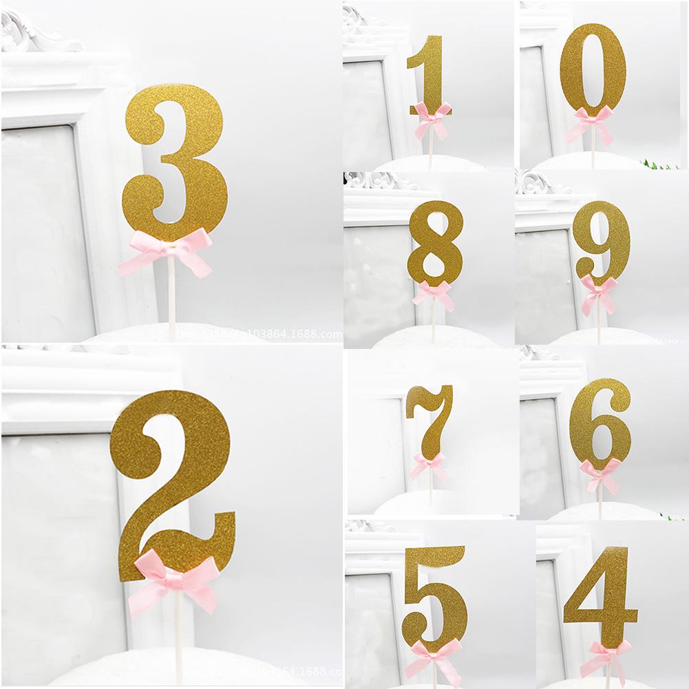 Buy 5pcs Happy Birthday Paper Decor Gold Number Cake Topper Party ...