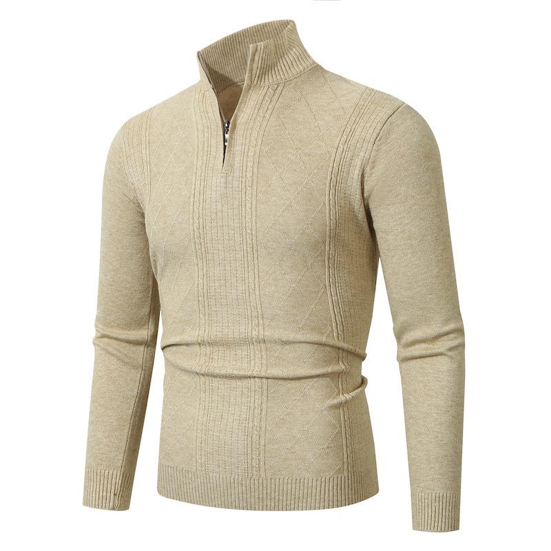 New Autumn and Winter Men's Zipper Turtleneck Cardigan Sweater Solid Color Fashion Casual Men's Sweater Jacket