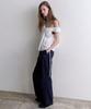 ANDNEEDS Hasta Stripe Banding Pants (Navy)