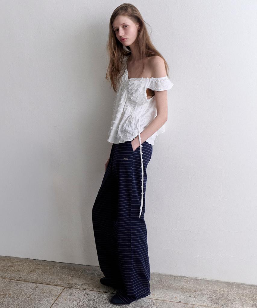 ANDNEEDS Hasta Stripe Banding Pants (Navy)