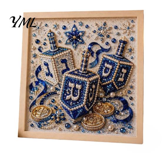 Traditional Ritual Art DIY Hanukkah Pearl Kit, 3D Mosaic Bead Craft Set, Creative Diy Kit for Adults Activity Making Holiday Home Decor Desktop