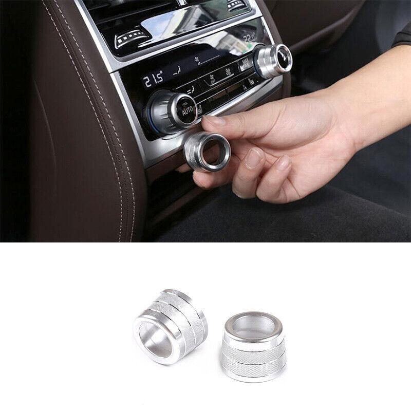 Fit For BMW 5 Series G30 2018-  Silver Aluminum Rear Ac Knob Cover Trim