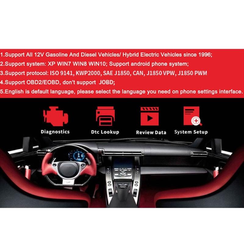 NUR für Android-Telefone, Drahtloser Bluetooth-kompatibler Diagnose-OBD2-Scanner Auto-Code-Lesegerät Scan-Tool ELM327