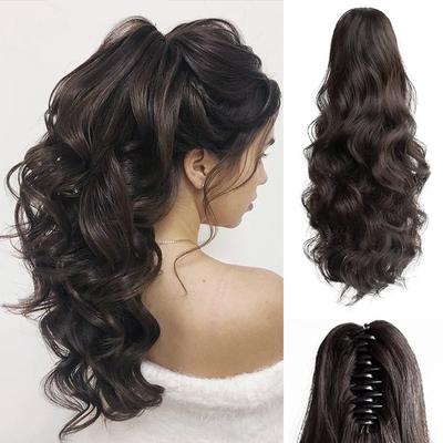 Synthetic Claw In Ponytail Ponytail Extensions  Long Curly Wavy Heat-Resistant Fiber Wig For Women Daily Cosplay Party Wear