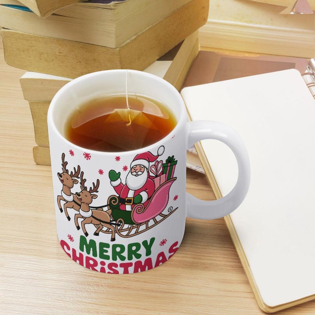 11oz White Coffee Mug with Double-Sided Printed Area and Heat-Resistant Ceramic, Great for Office Desk and Morning Beverage Time