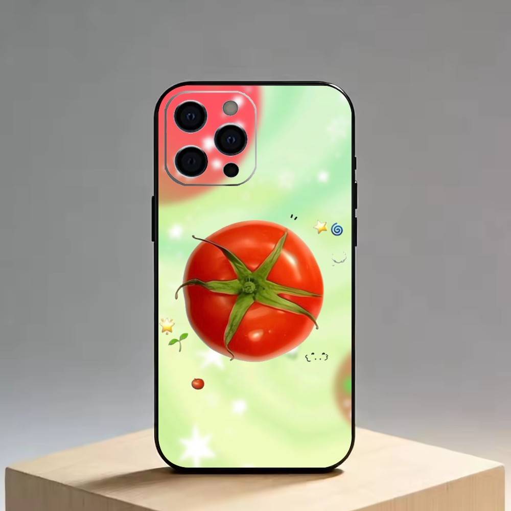 Tomato Cartoon Cute Creative   Phone Case For iPhone 17, 16,15,14,13,12,11 Plus,Pro Max, Others Soft Black Cover
