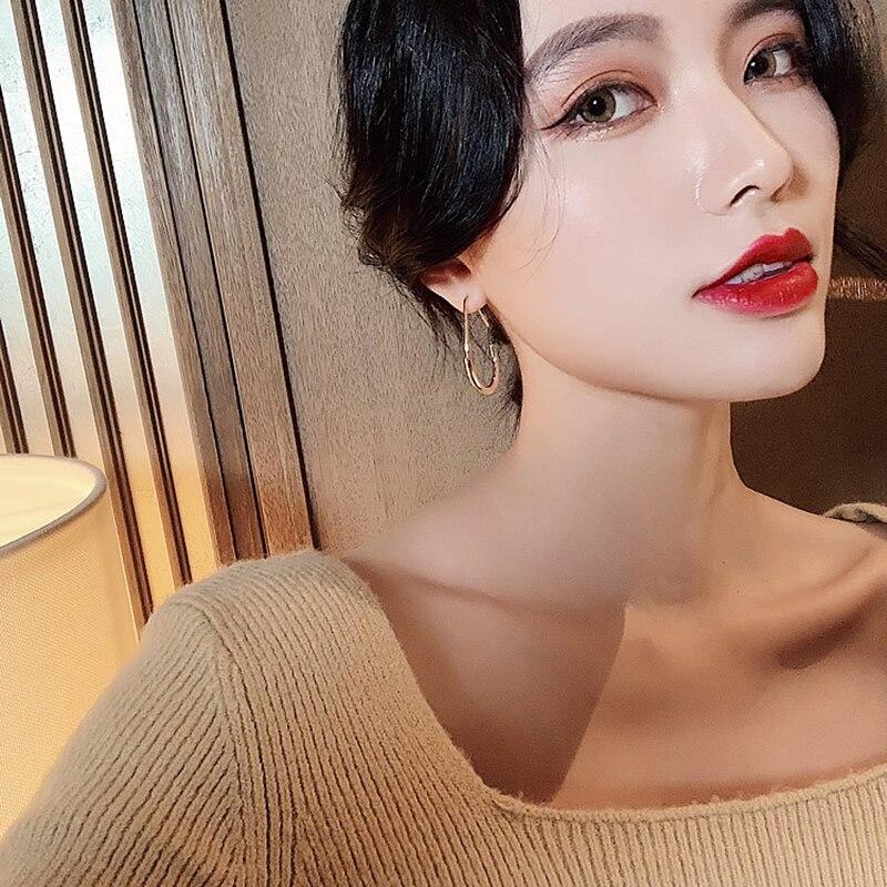 Cercei cu cerc ovali din metal Goldon la modă pentru femei, moda coreeană, pentru petrecere, cercei de lux, accesorii zilnice pentru fete