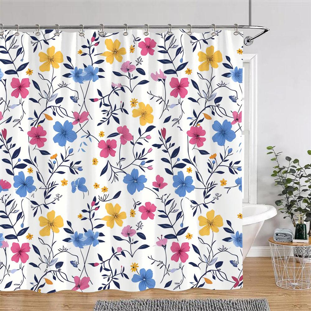 Beautiful Botanical Floral Shower Curtain Watercolour Painting Art Creative Vintage Style Polyester Bath Curtains Bathroom Decor
