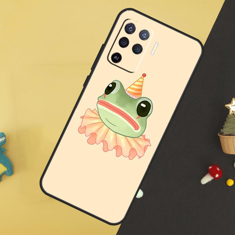 Cute Cartoon Frog Case For Oppo A5 Pro A6 A15 A16 A76 A96 A17 A57 A98 A58 A78 A18 A38 A54 A74 A94 A40 A60 A80
