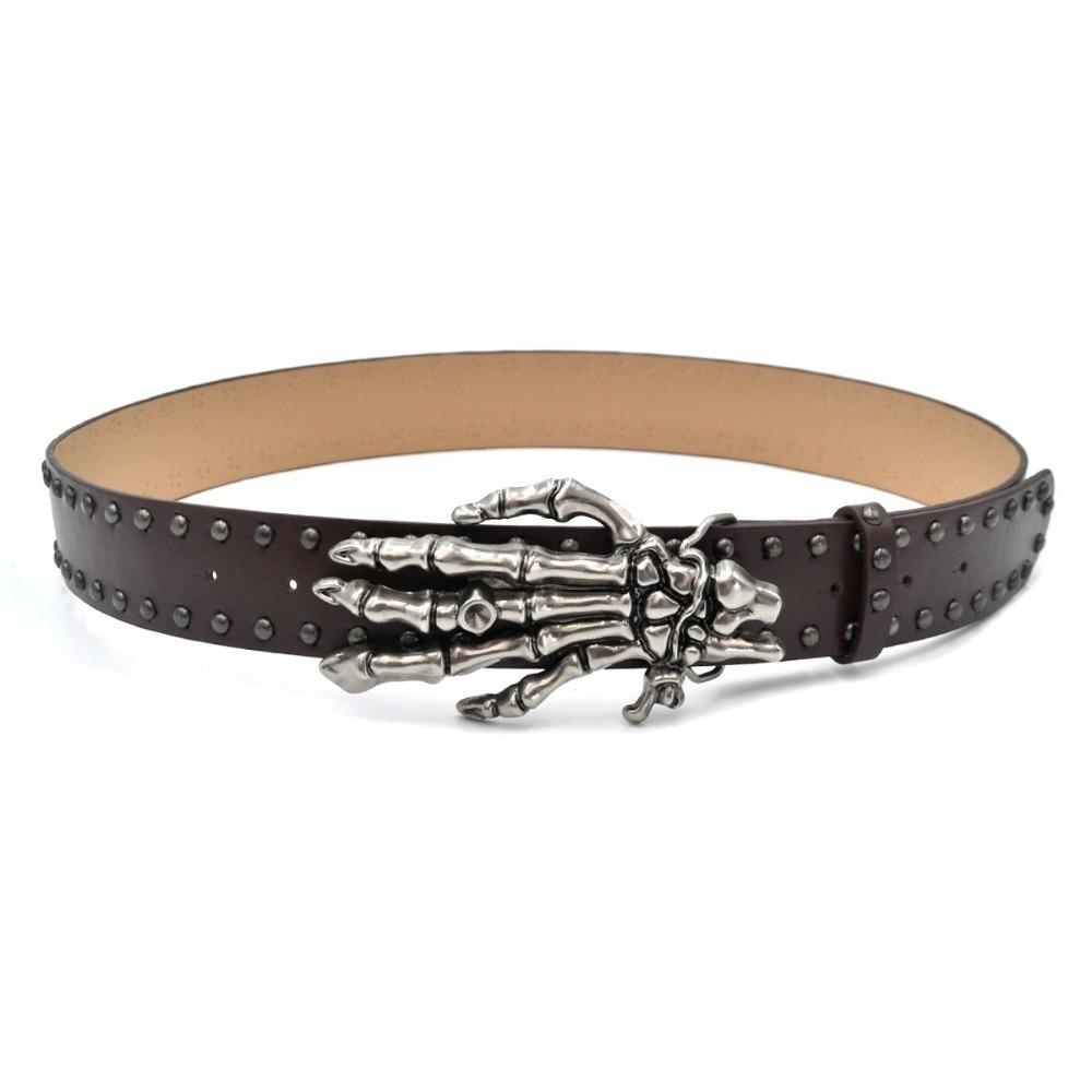 Adjustable Black Rivet Belt Wide Skeleton Claw Belt Strap Buckle Skull Waistband Festival