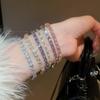 Super Sparkling Zircon Geometric Square Clasp Beaded Gold Plated Alloy Trendy Elegant Luxury Women's Bracelet