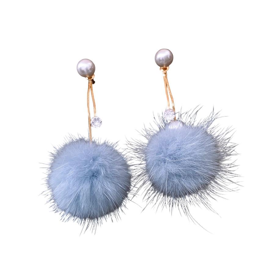 18K Real Gold Electroplated Silver Needle Pearl Plush Earrings Autumn and Winter Atmosphere Elegant Versatile Stud Earrings Simple Earrings