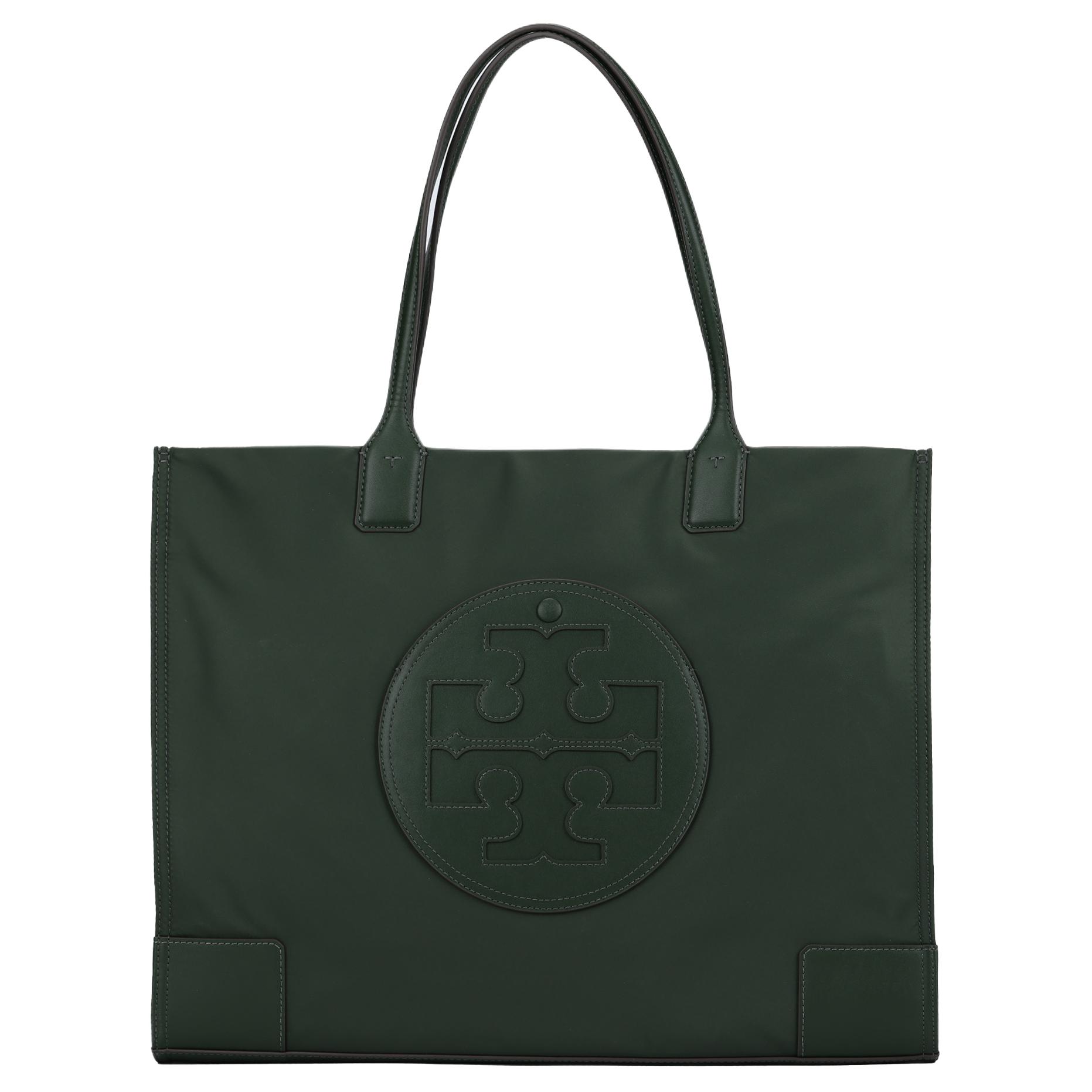 

Tory Burch Ella Logo Magnetic Closure Fabric And Faux Leather Tote Bag Women Tote Bags Basil-Green 87116-312 Basic Set (Bag+Dust Bag)