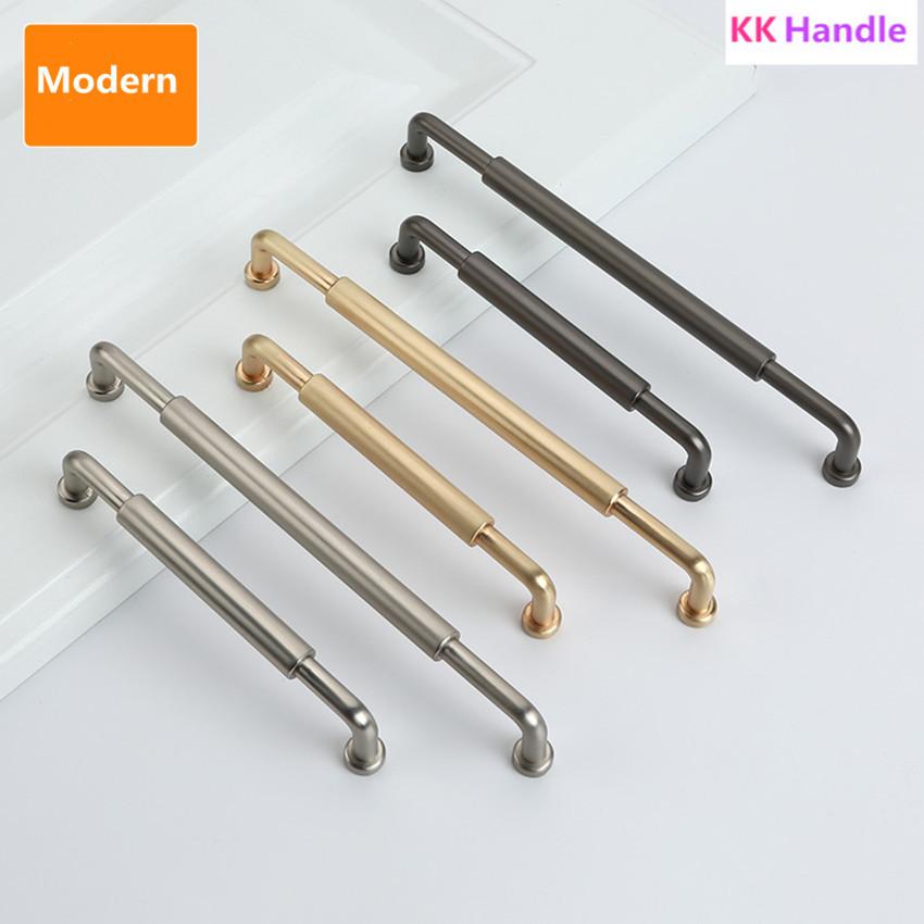 128 192mm Modern Schlicht Mode Gebürstetes Messing Küchenschrank Kleiderschrank Türgriff Flecken-Nickel Schwarz Schrank Schubladenknauf Griff