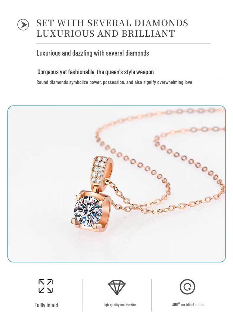 Sterling Silver S925 Bull Head Collarbone Necklace with Diamond Inlaid Pendant