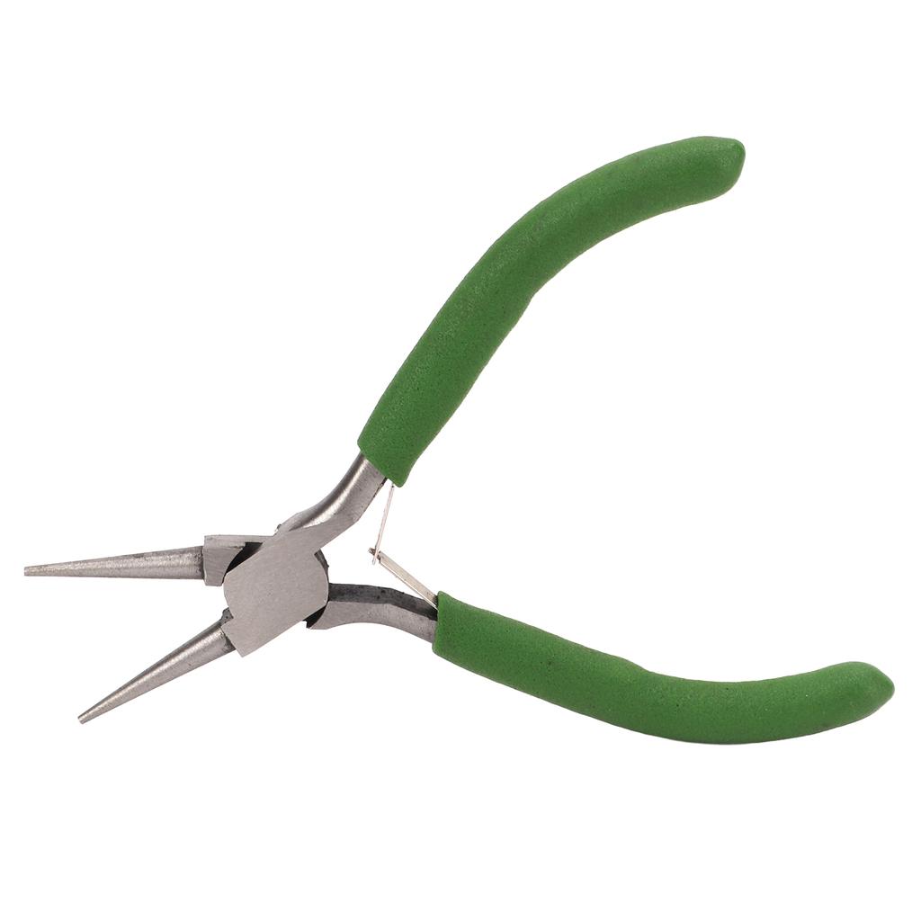 Round Nose Pliers Green Nonslip Handle Effort Saving Carbon Steel Sturdy Rustproof Durable Widely