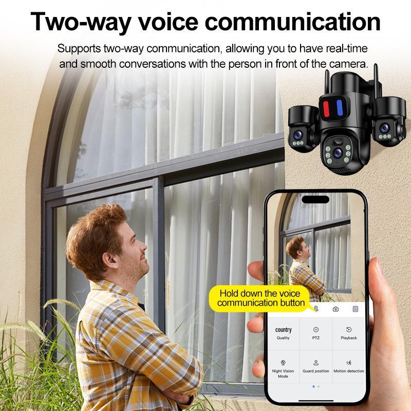 5G Dual-Band WiFi Ultra-Clear Outdoor Camera with 6MP Triple-Lens and 4G Alarm Monitor