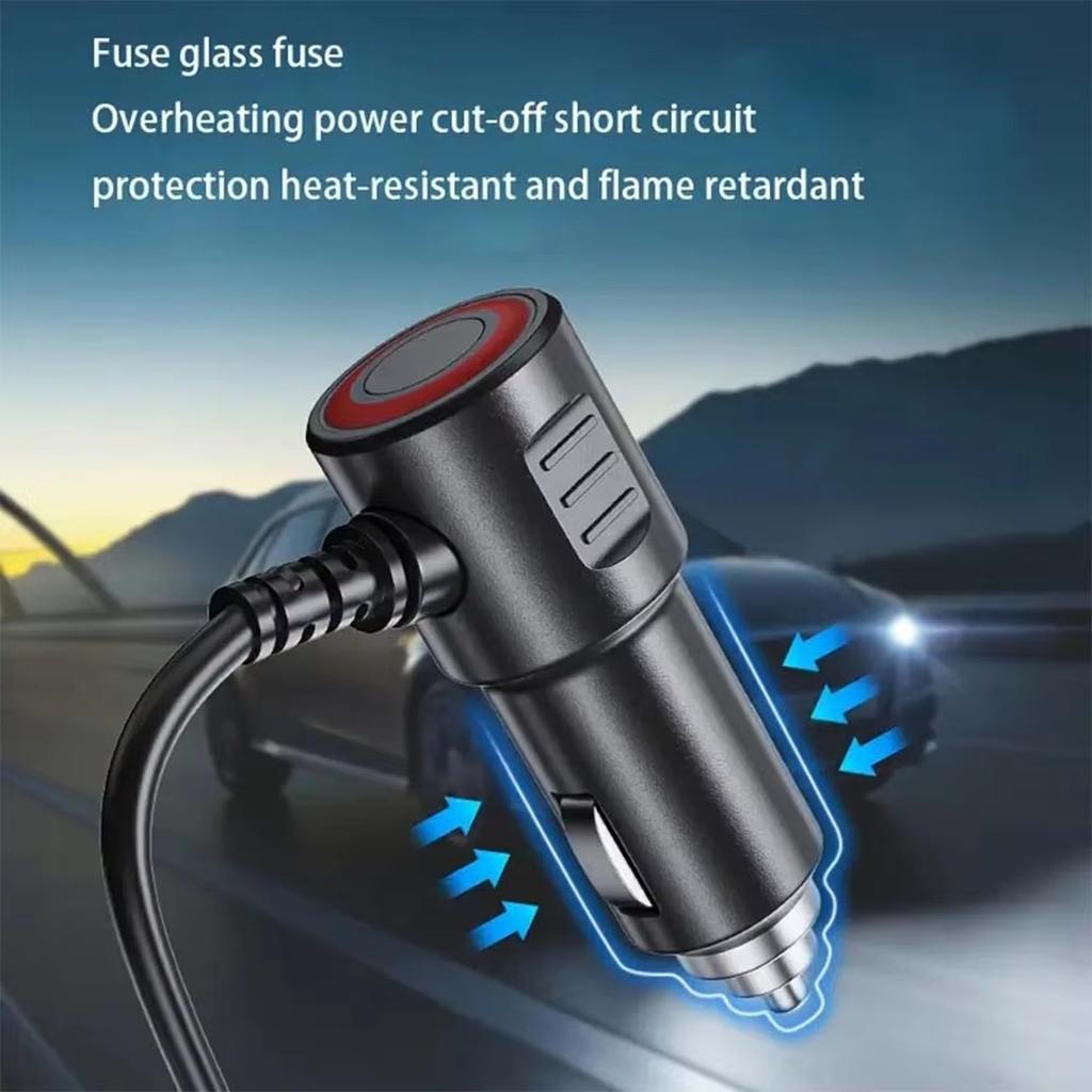 12V/24V Car Lighter Splitter 4-Port with Digital Display USB Charger