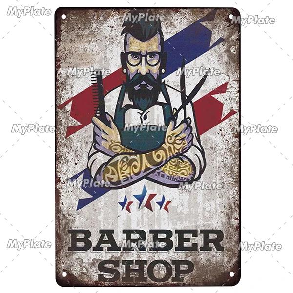 BARBER Tin Sign Metal Sign Retro Plaque Home Decor Metal Vintage Man Cave Bar Pub Club Home Wall Decoration