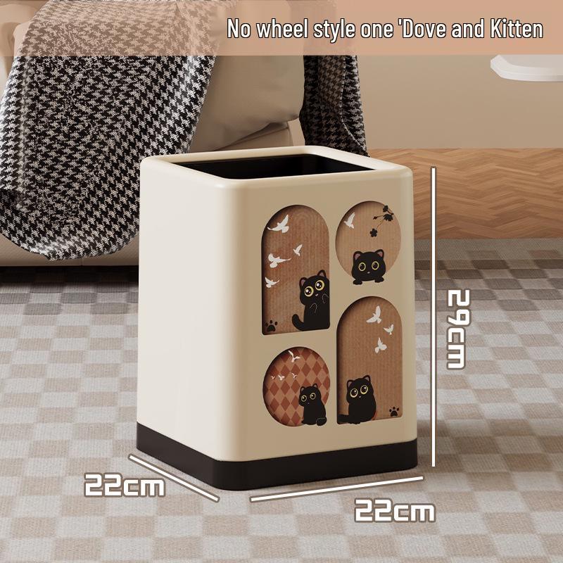 Retro Style High-End Trash Can with Wheels - Large Capacity for Living Room & Bathroom