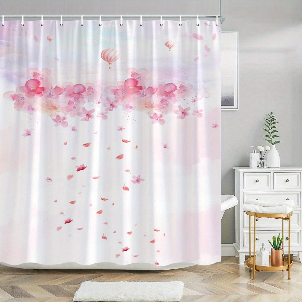

1pc Floral Shower Curtain, Polyester Fabric, Washable, Unlined, All-Season,Woven Flower Theme Bathroom Decor W90xH180cm
