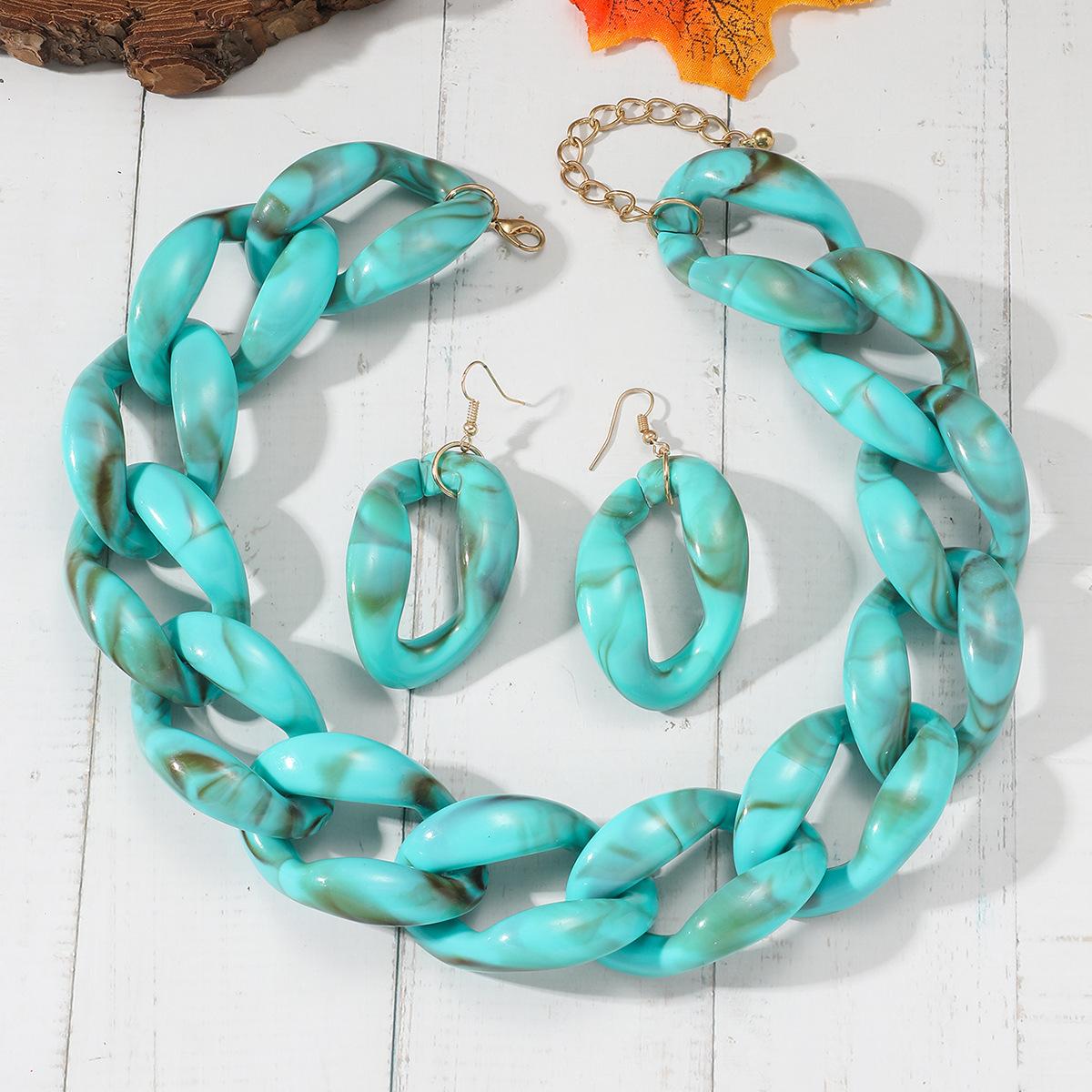 

Преувеличенный акриловый воротник-цепочка серьги ожерелье для женщин Boho Rock ювелирные изделия Подарки