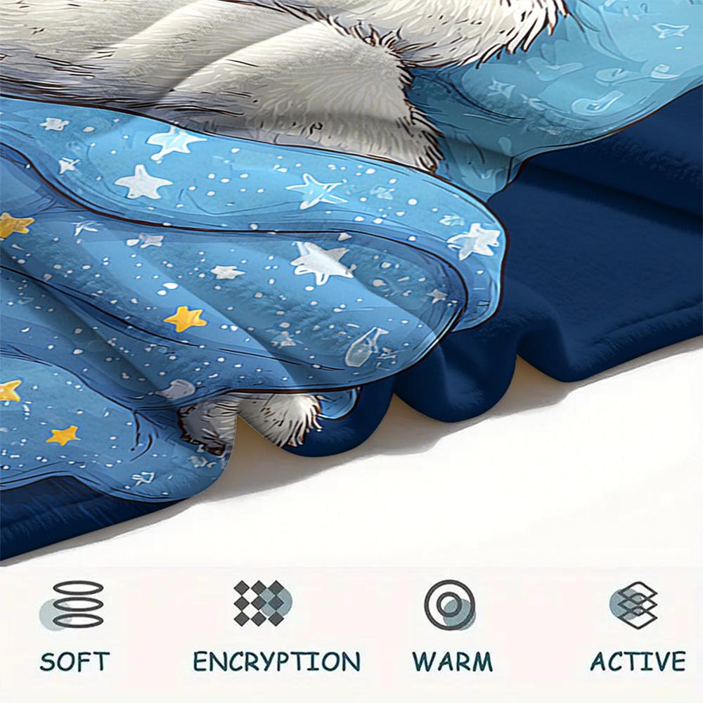 Polar Bear Print Flannel Blanket, High quality Comfortable for All Seasons, Home Decor, Warmth and Comfort, Perfect for Christmas Gifts