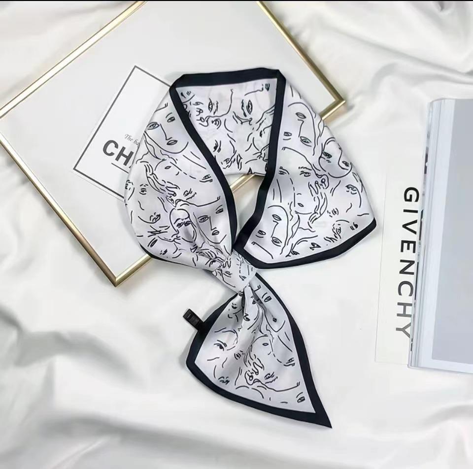 2025 Neckerchief Female Luxury Square Scarf for Women Silk Shawl Satin Hijab Fashion Wraps Hair Bands Ribbon Headband Bandana
