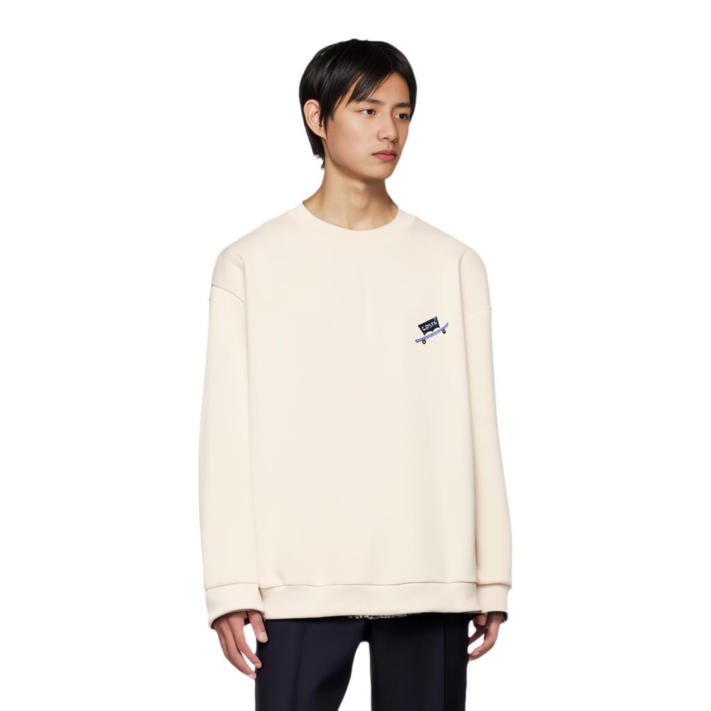 Levis Graphic Letter Logo Print Crew Neck Pullover Long Sleeve Sweatshirt Men sweatshirt Beige A6387-0001