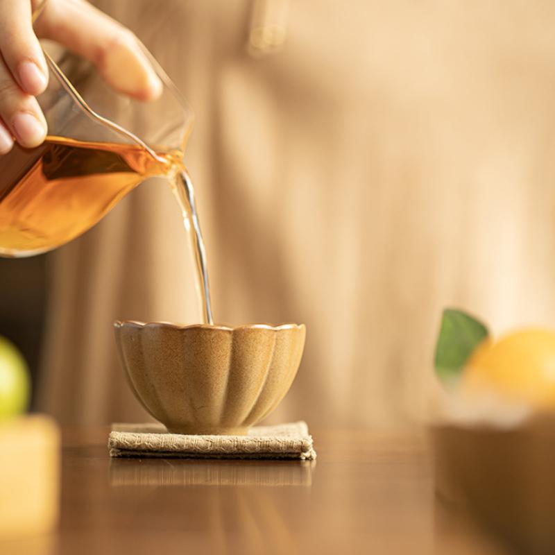 Rough Plain Pottery Petal Tea Cup Creative Ceramic High-grade Kung Fu Tea Mug Set Personal Stove Boiling Gongfu Teacup Teaware