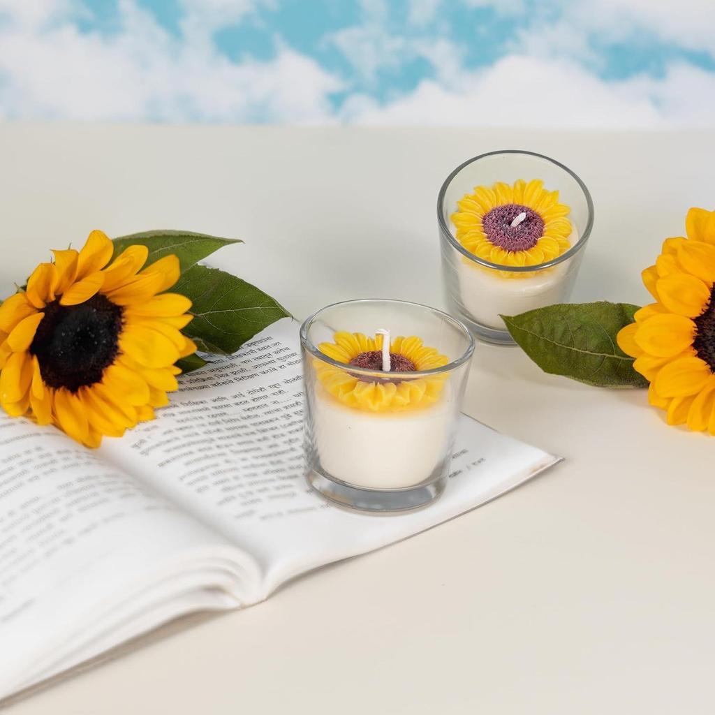 Combo Set of 5 Items Includes Forever Sunflower Crochet, Handmade Dreamcatcher, Luxury Scented Candle, Ceramic Mug, Greeting Card